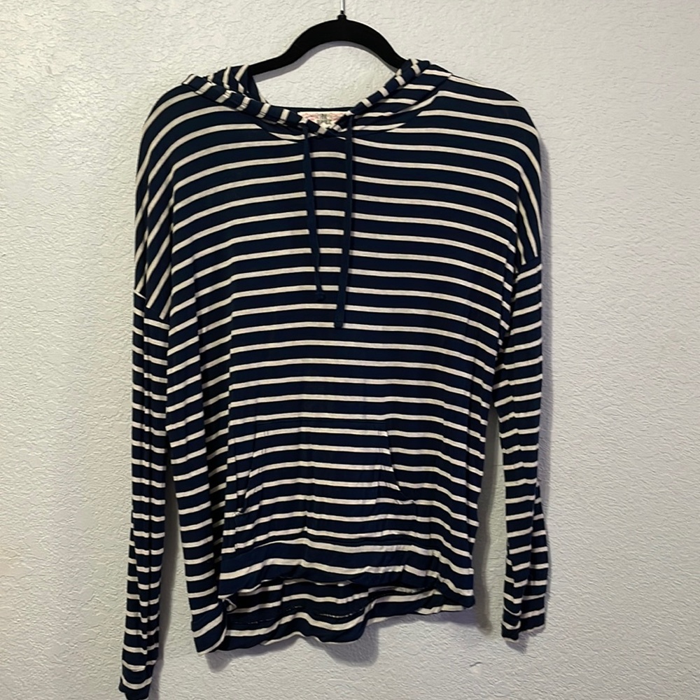 Navy blue and white thin hoodie